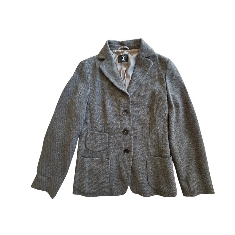 Bogner‎ Gray Wool Equestrian Old Money Preppy Quiet Luxury Blazer Jacket sz 6-8